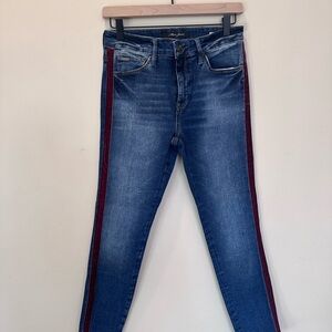 Mavi Tess High Rise Skinny Jeans with Red Side Stripes